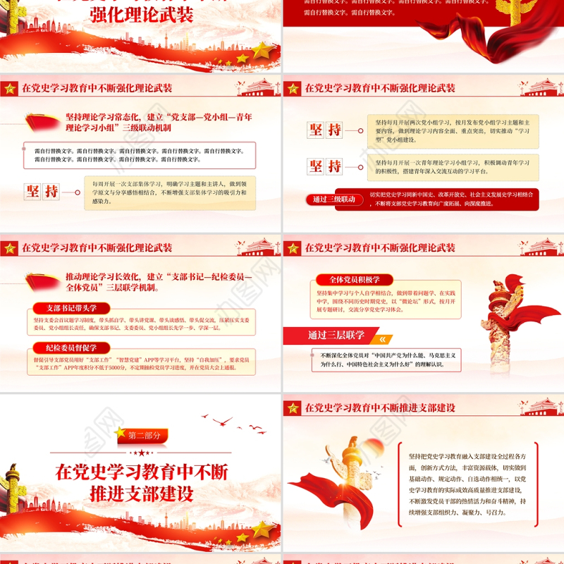 学党史牢记初心使命践行宗旨意识PPT红色简洁深入推进党史学习教育走深走实专题党课辅导课件