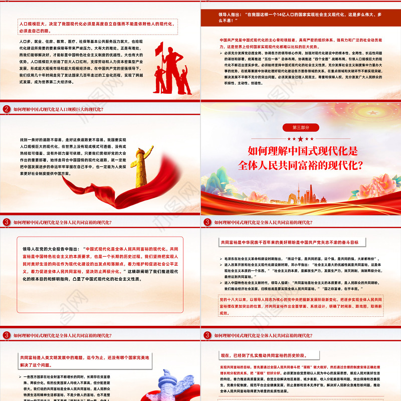 2023大会报告辅导百问关于中国式现代化PPT大气精美风党员干部学习教育专题党课课件模板