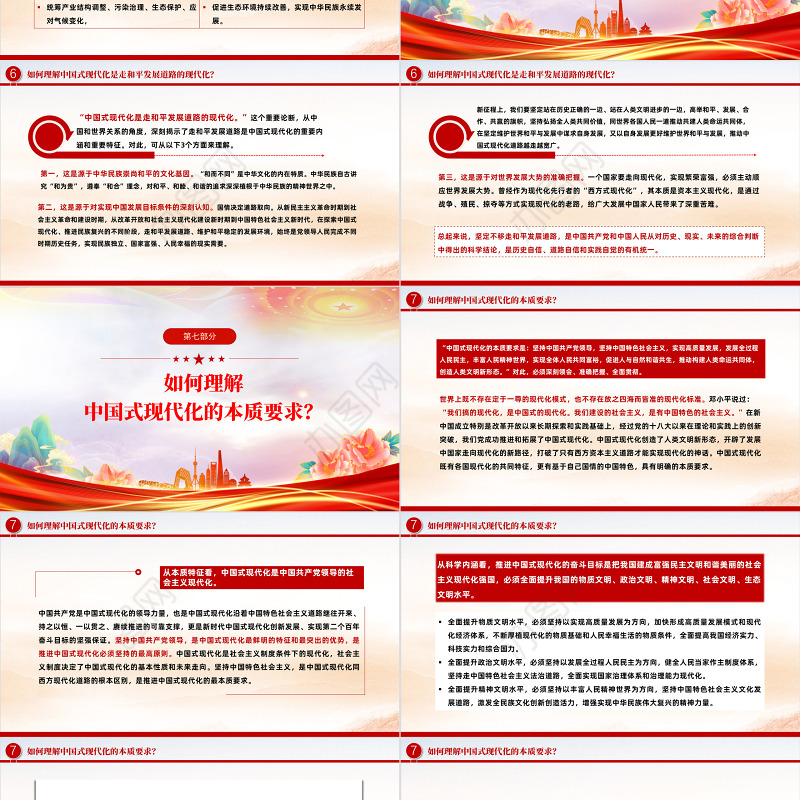 2023大会报告辅导百问关于中国式现代化PPT大气精美风党员干部学习教育专题党课课件模板