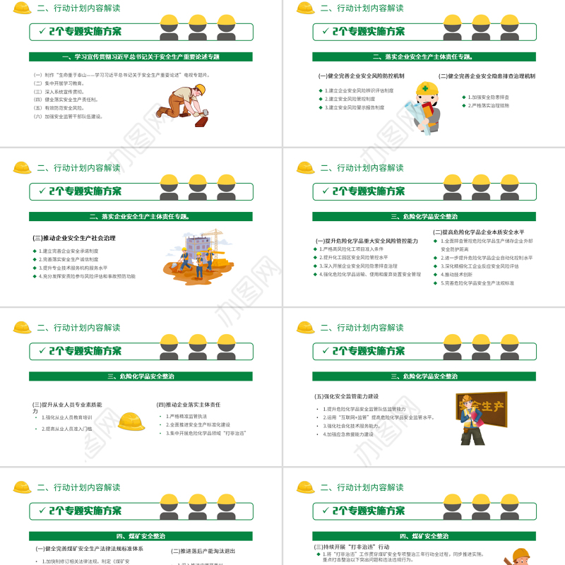 安全生产专项整治三年行动PPT卡通插画风企业安全生产培训课件模板下载