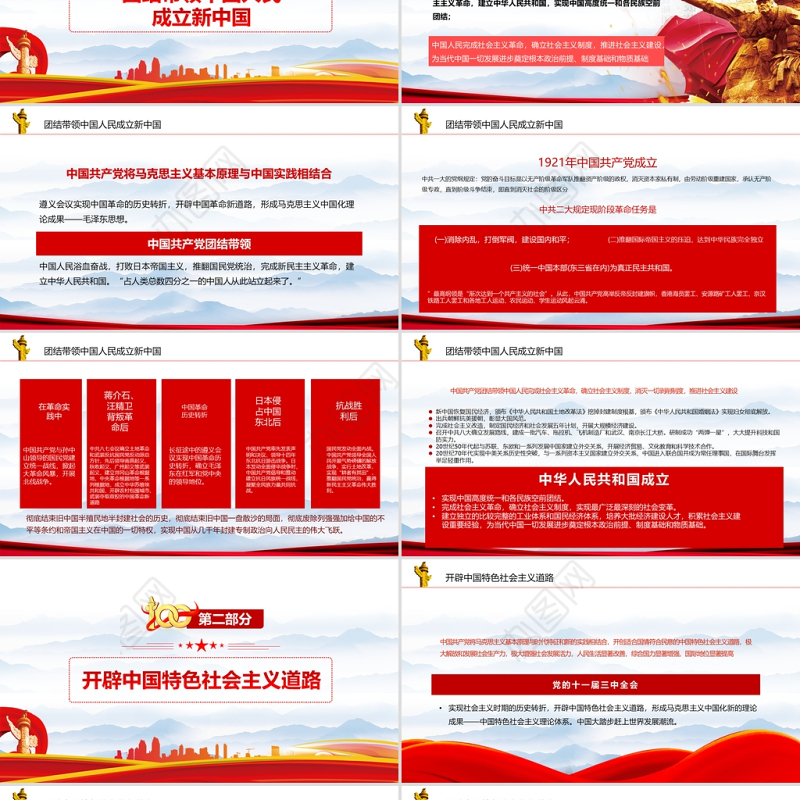 2022党史学习教育组织生活会PPT红色党政风庆祝中国共产党建党100周年专题党课课件模板