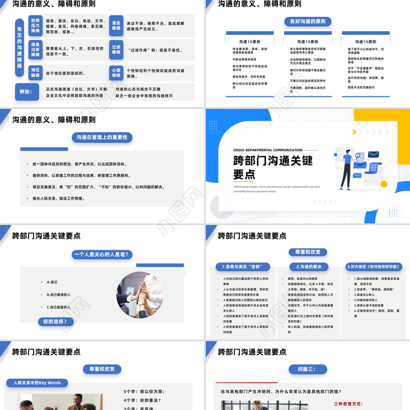 2023跨部门沟通PPT简约风跨部门沟通企业培训课件模板下载