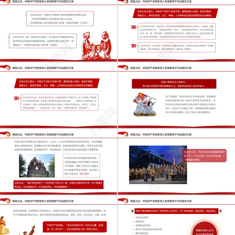 2021百年党史看中国共产党的凝聚力PPT红色党政风从一盘散沙到中华民族共同体党课课件