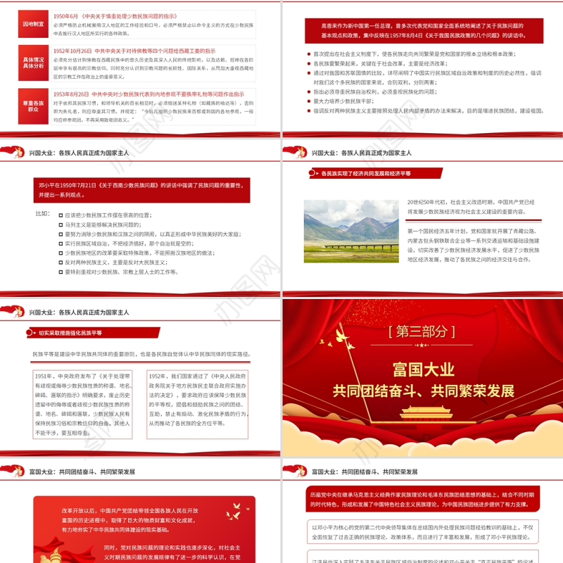 2021百年党史看中国共产党的凝聚力PPT红色党政风从一盘散沙到中华民族共同体党课课件