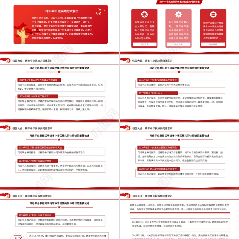 2021百年党史看中国共产党的凝聚力PPT红色党政风从一盘散沙到中华民族共同体党课课件