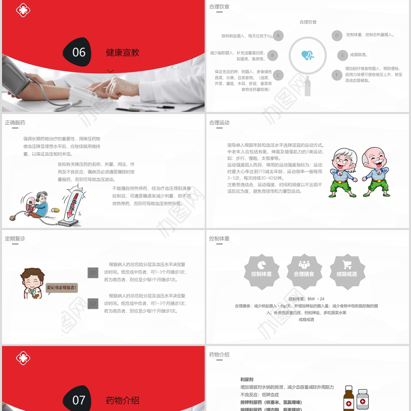 简单卡通版高血压的护理业务医疗相关PPT模板