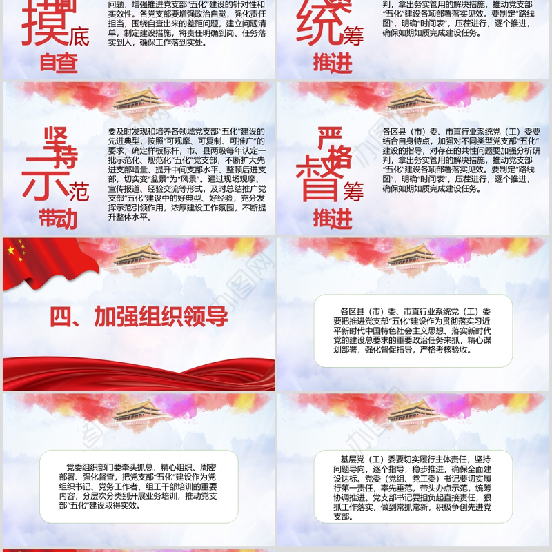 五强五化中国风党课PPT模板