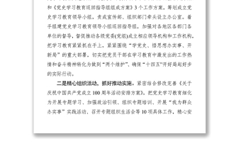 党史学习教育开展情况汇报