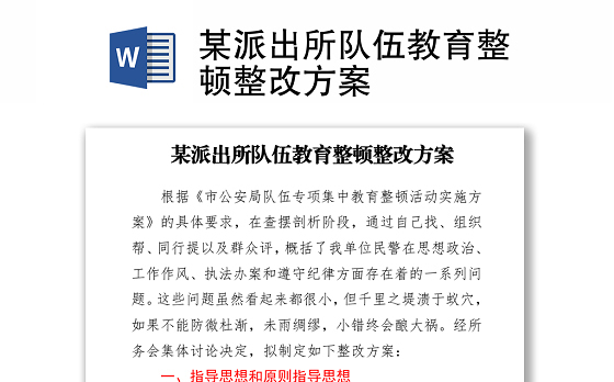 某派出所队伍教育整顿整改方案