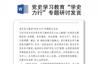 党史学习教育“学史力行”专题研讨发言