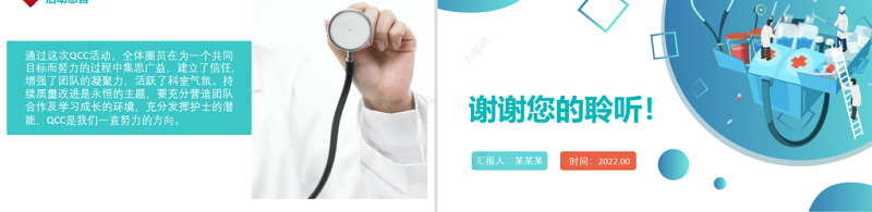 2022品管圈成果汇报PPT创意清新成果汇报专用PPT