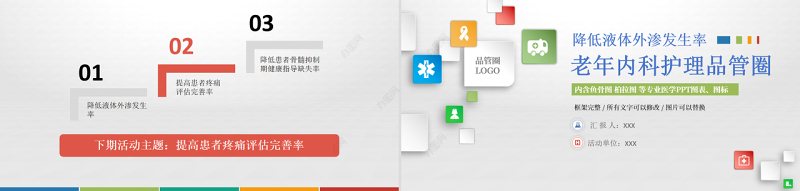 2022老年内科护理品管圈PPT商务创意降低液体外渗发生率PPT