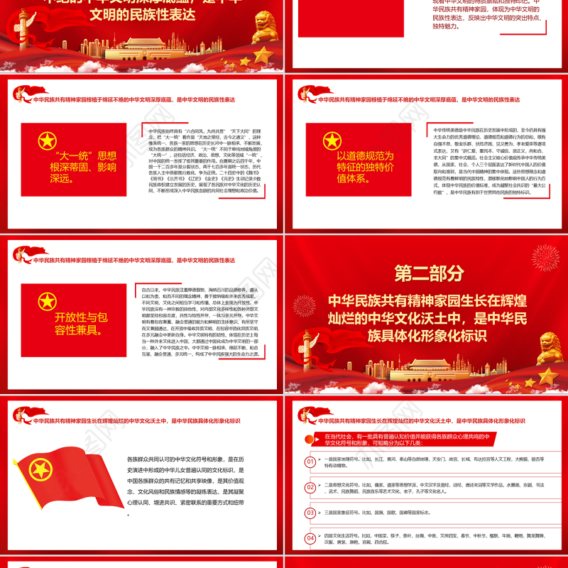中华民族共有精神家园的构成探析PPT红色大气风党员干部学习教育专题党课