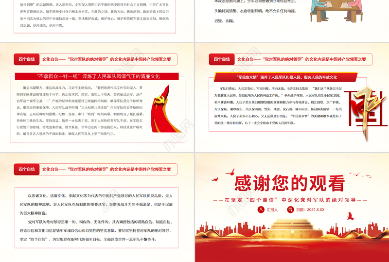 党对军队的绝对领导PPT红色大气在坚定四个自信中深化党对军队的绝对领导部队专题党课