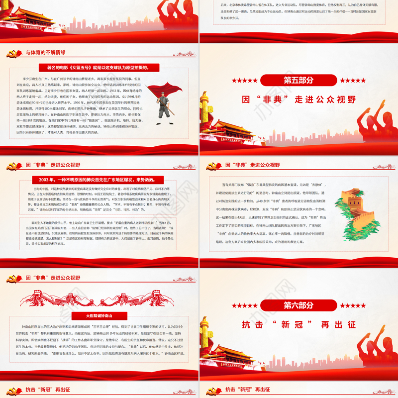 致敬钟南山院士PPT红色精美大医大爱守护生命抗疫先进事迹