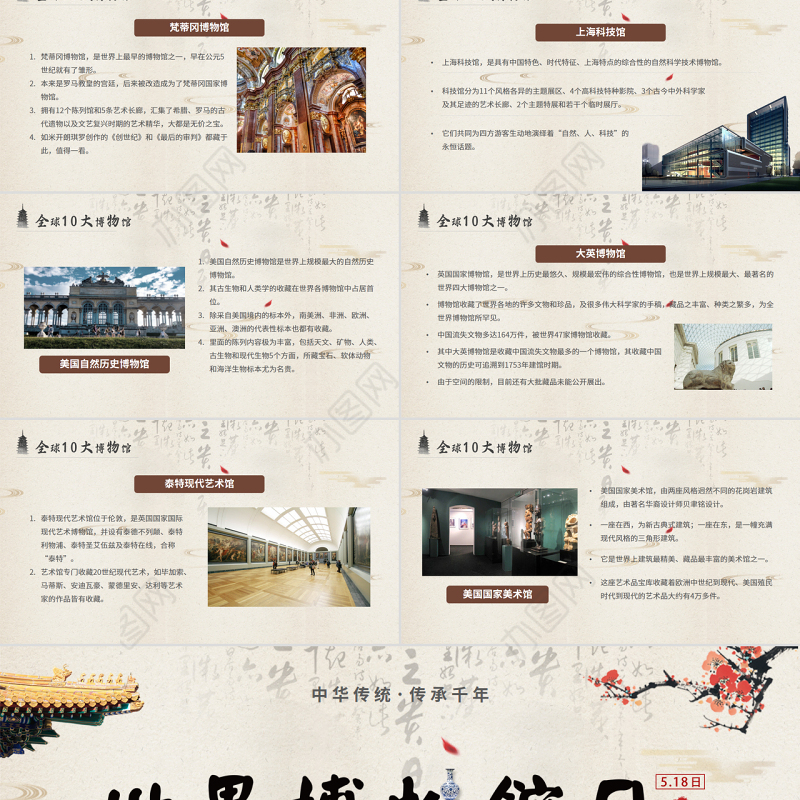 大气中国风世界博物馆日介绍PPT