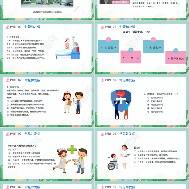 2022浅静脉留置针的应用与维护汇报PPT清新医疗风医学汇报通用PPT