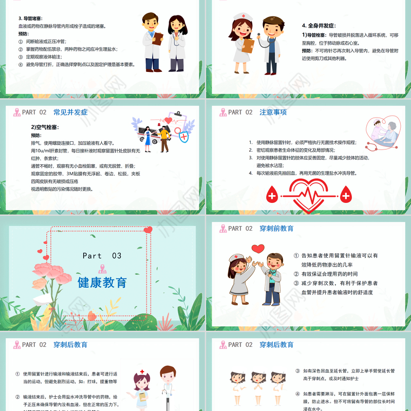 2022浅静脉留置针的应用与维护汇报PPT清新医疗风医学汇报通用PPT