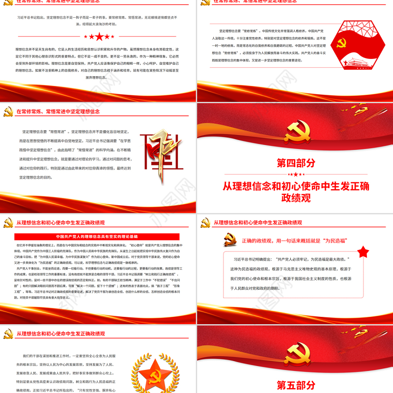 以坚定理念信念夯实正确政绩观PPT精美简洁风2022年党支部党员培训专题课件
