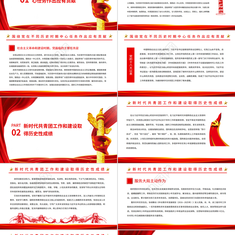 中国共青团的百年奋斗征程和历史启示PPT红色党政风团员干部学习教育专题团课课件