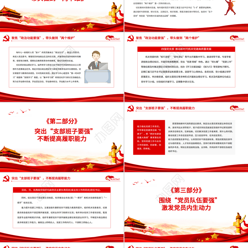 四强党支部PT红色精美推动新时代机关党建高质量发展基层党建党课