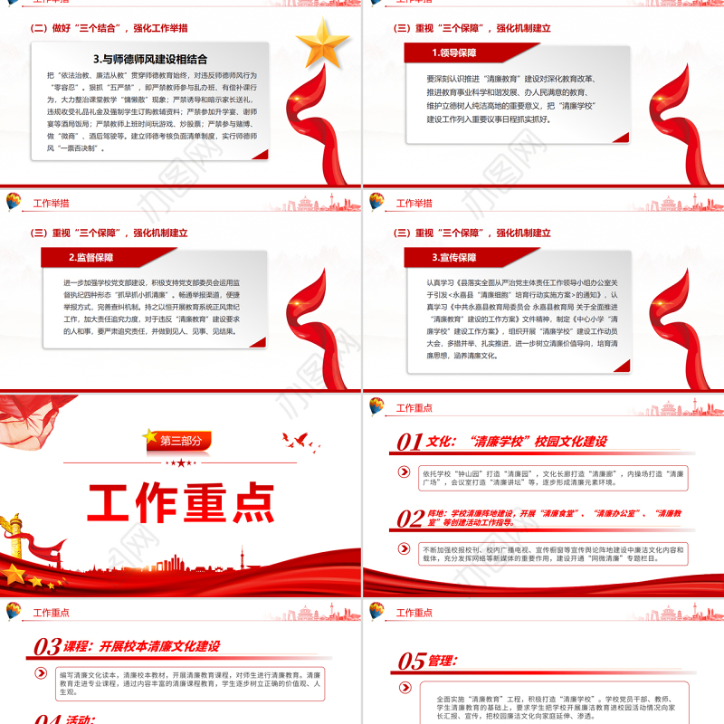 2022中小学清廉学校建设工作方案PP简洁精美清风沐桃李清廉润校园清廉校园建设党课