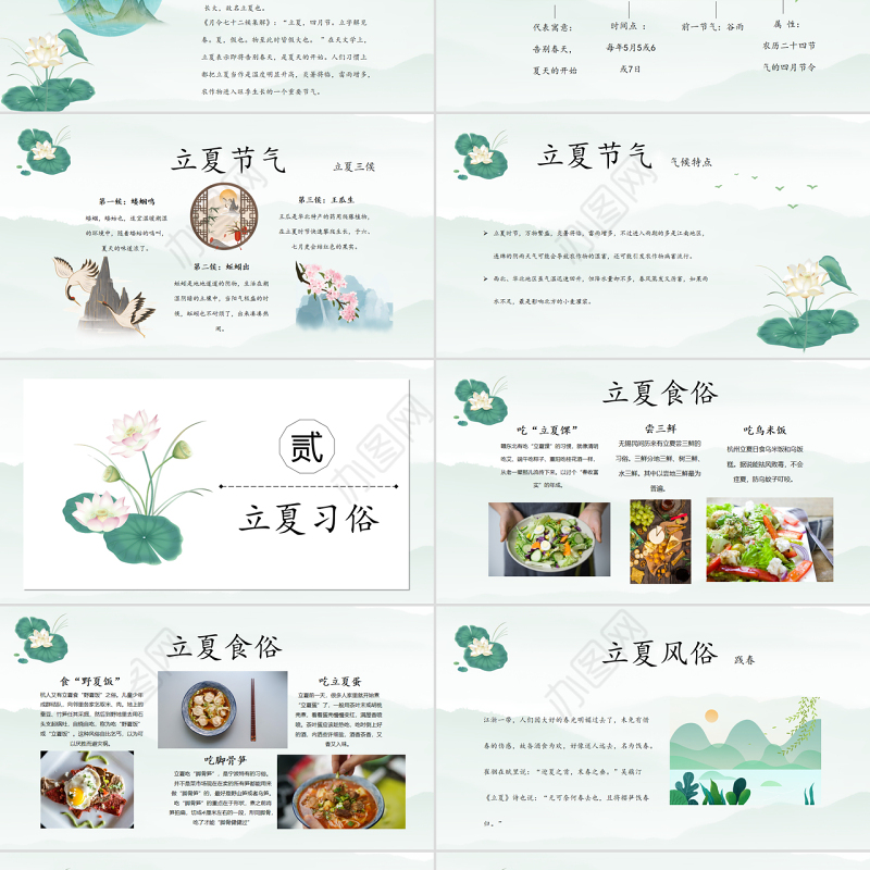 清新简约二十四节气之立夏节介绍PPT