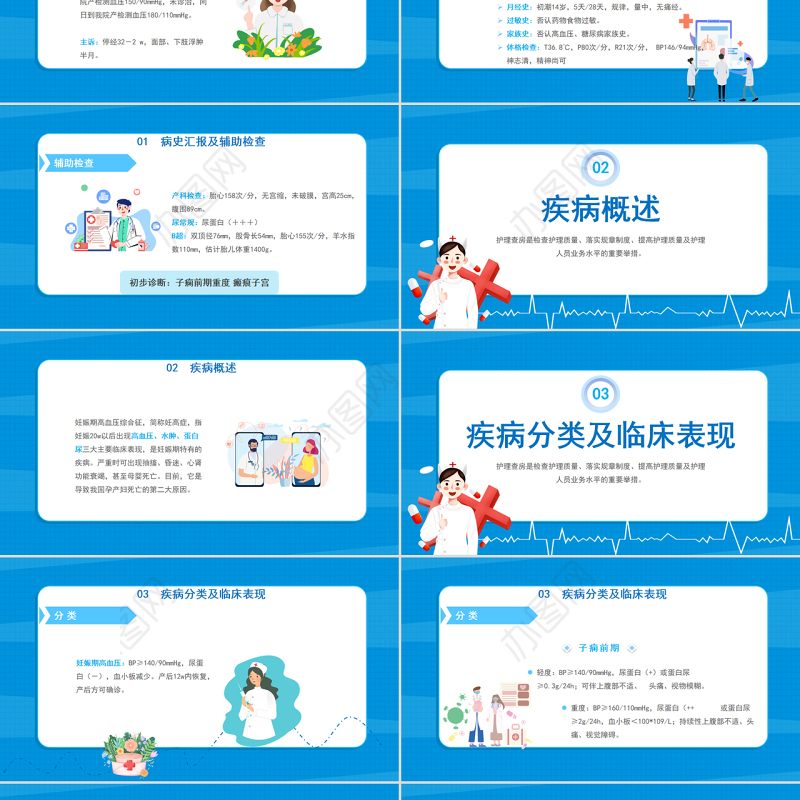 2022妊娠期高血压护理查房PPT简约清新护理查房通用PPT