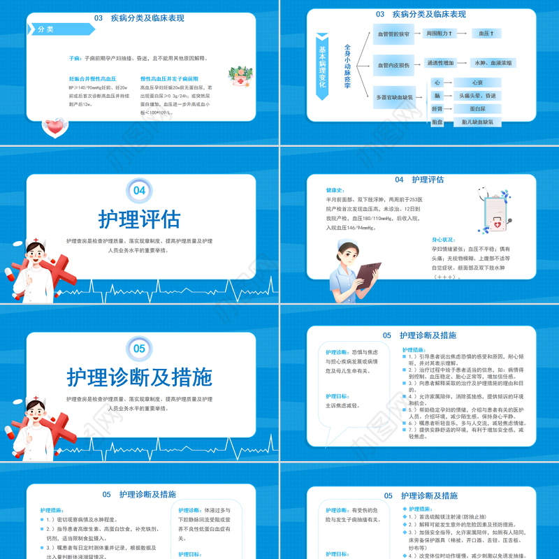 2022妊娠期高血压护理查房PPT简约清新护理查房通用PPT