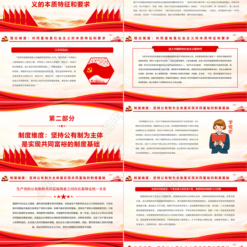 理解共同富裕的四个维度PPT红色党政风实现共同富裕专题党课课件