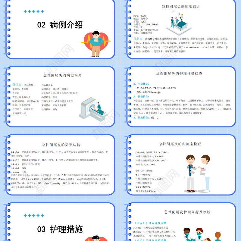 2022急性阑尾炎护理查房PPT简约医疗风护理查房通用PPT