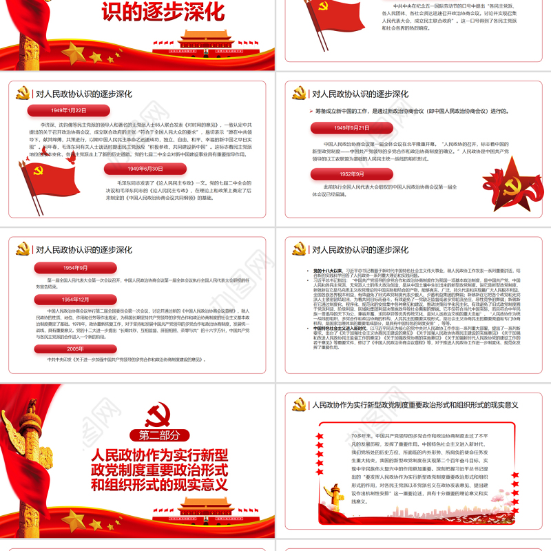 新型政党制度的重要政治形式和组织形式PPT红色党政风党员干部学习教育专题党课课件模板