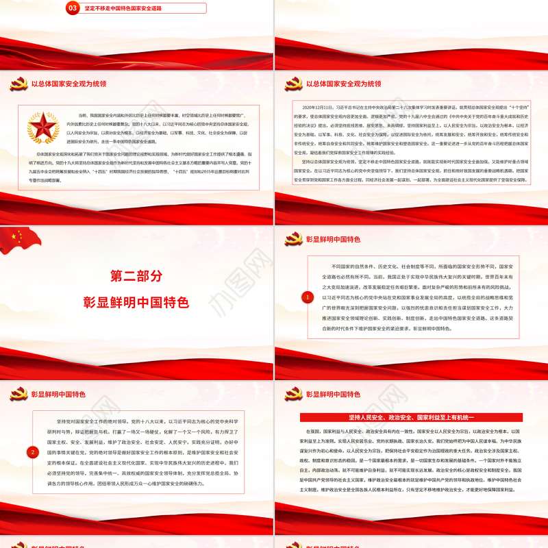 深刻认识中国特色国家安全道路PPT红色党政风党员干部学习教育专题党课课件