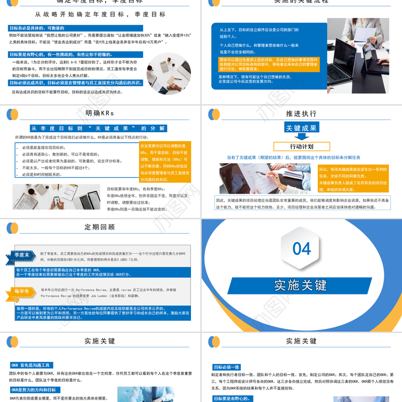 黄蓝okr工作法简约PPT模板宣传PPT课件
