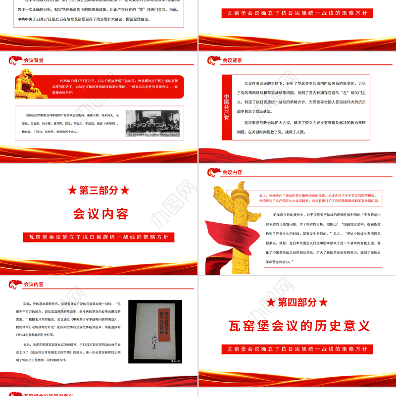 瓦窑堡会议PPT红色质感瓦窑堡会议确立了抗日民族统一战线的策略方针专题微党课课件