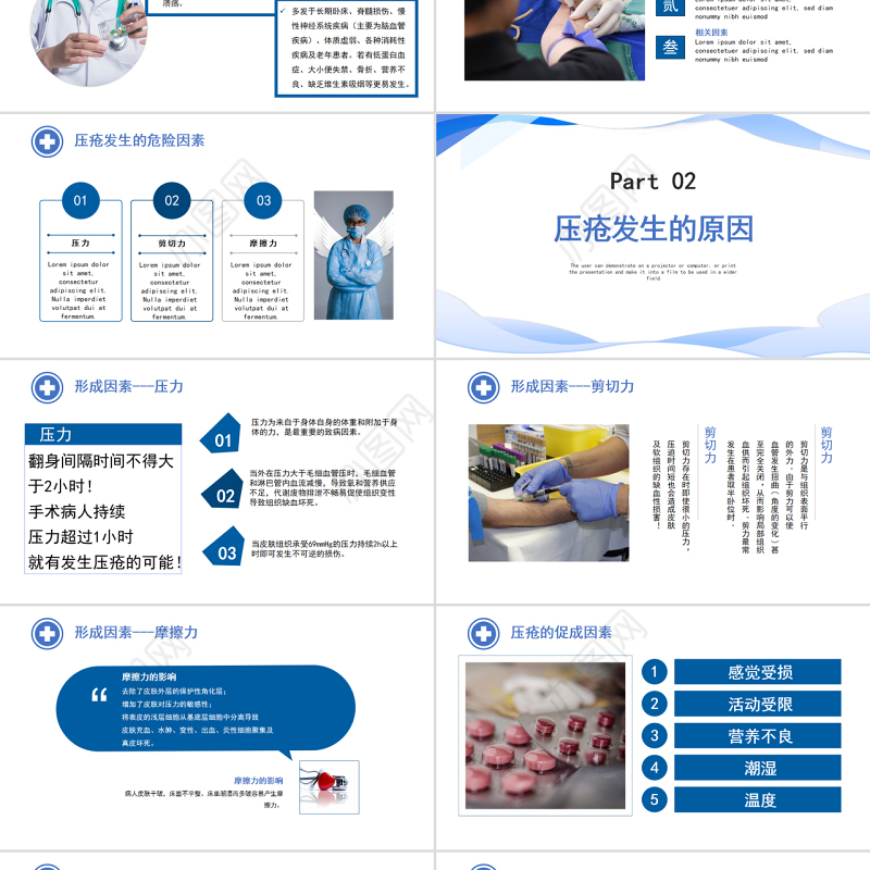 2022压疮护理查房PPT清新创意护理查房通用PPT