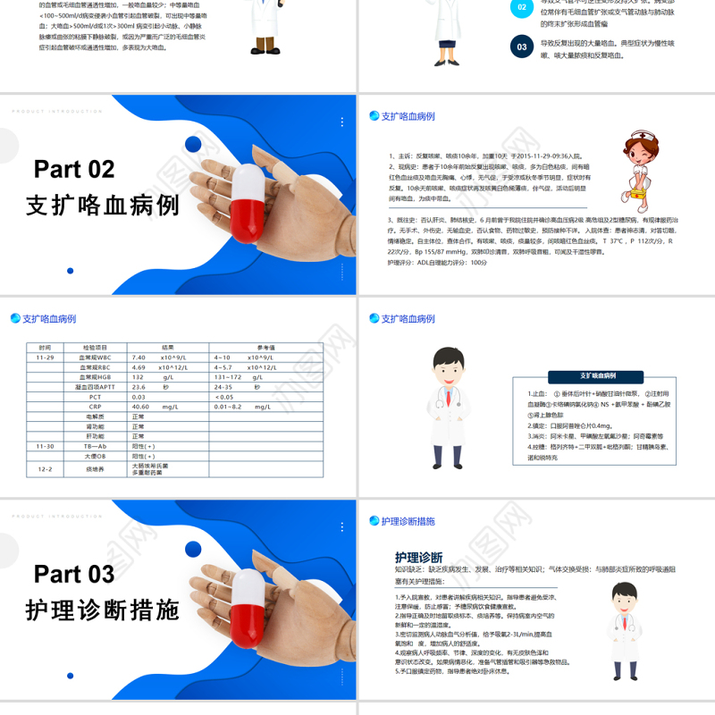 2022支扩咯血护理个案PPT清新大气医疗护理个案PPT