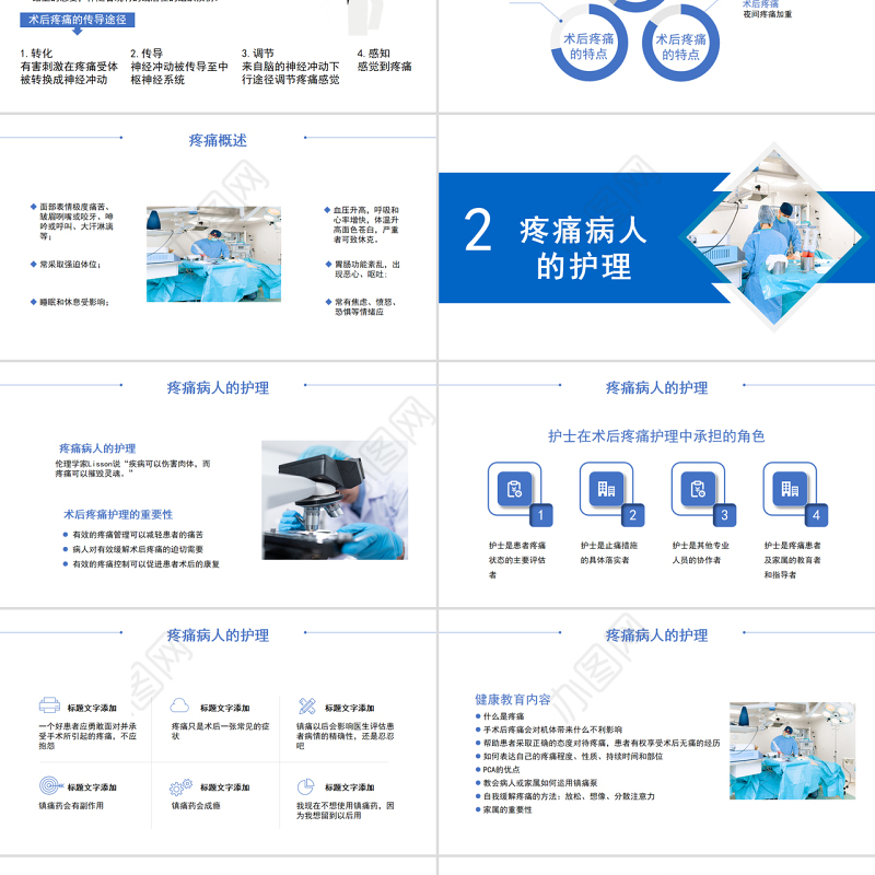 2022疼痛护理查房PPT清新创意护理查房通用PPT