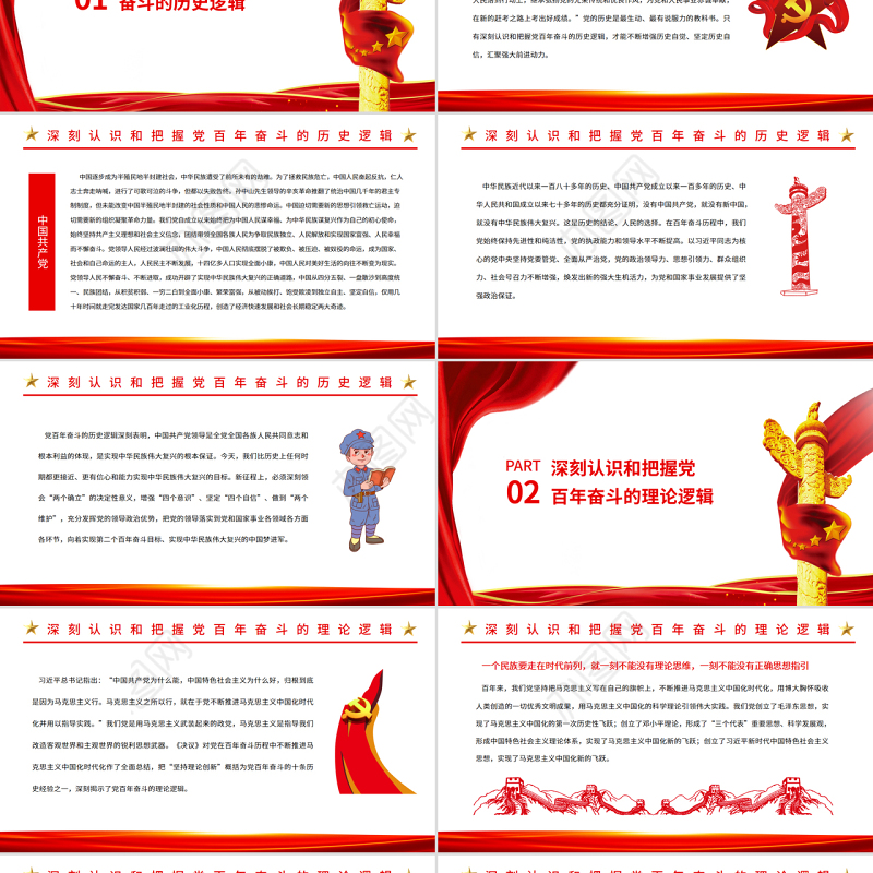 从党的百年奋斗历程中汲取智慧和力量PPT红色党政风党员干部深入学习《决议》专题党课课件