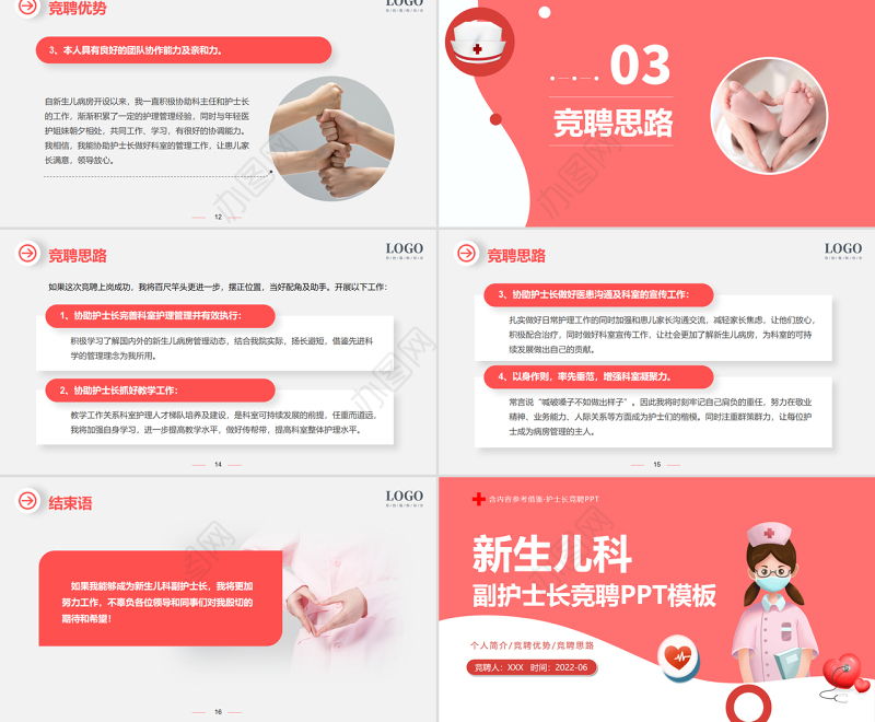 2022新生儿科副护士长竞聘PPT个性创意竞聘必备PPT