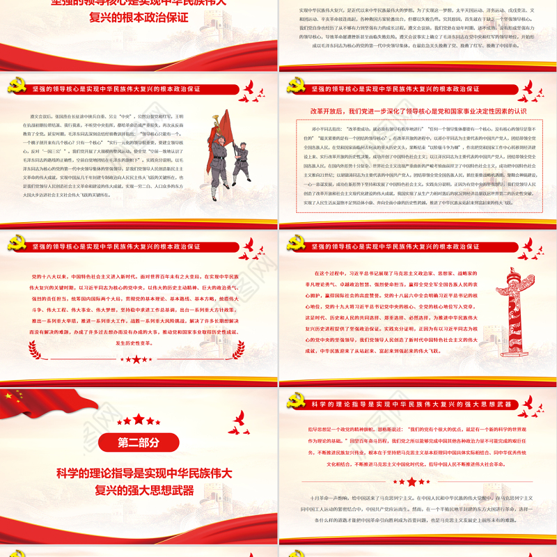 深刻感悟“两个确立”对于中华民族伟大复兴的决定性意义PPT红色简约风党员干部深入学习《决议》专题党课