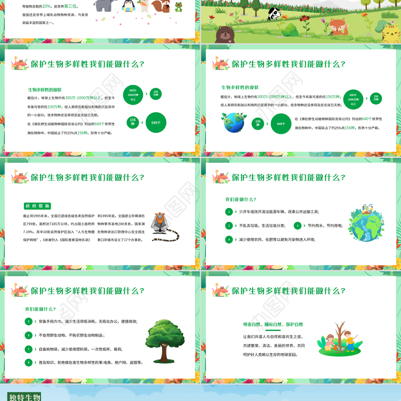 清新卡通国际生物多样日介绍PPT