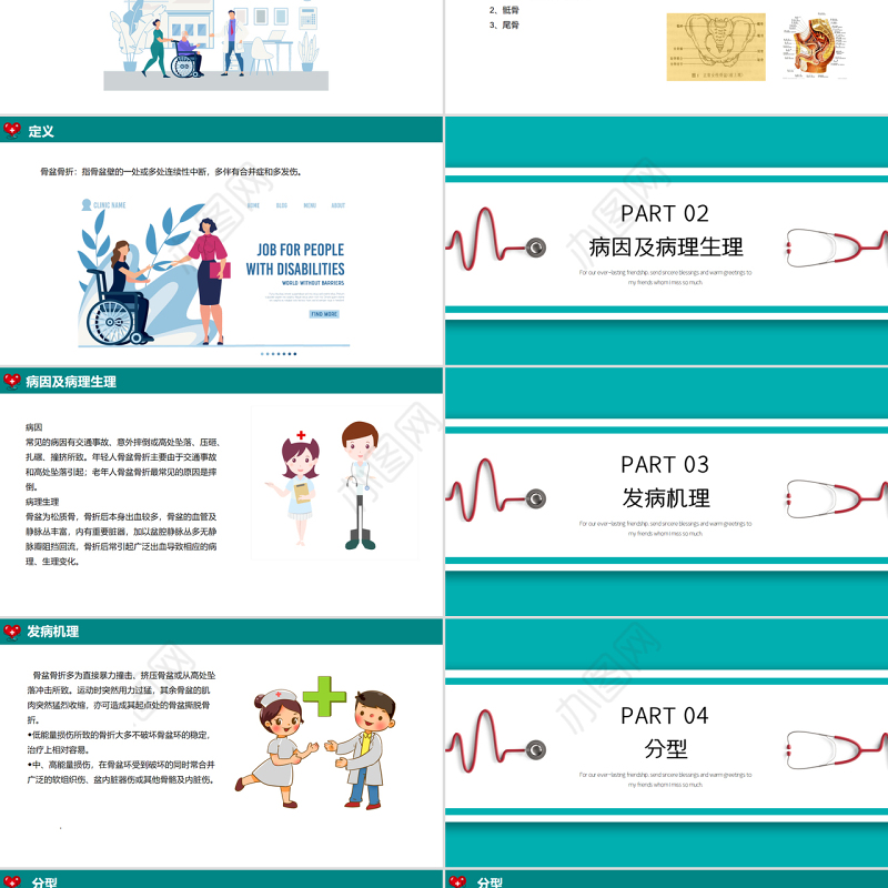 2022骨盆骨折护理查房PPT简约清新护理查房通用PPT