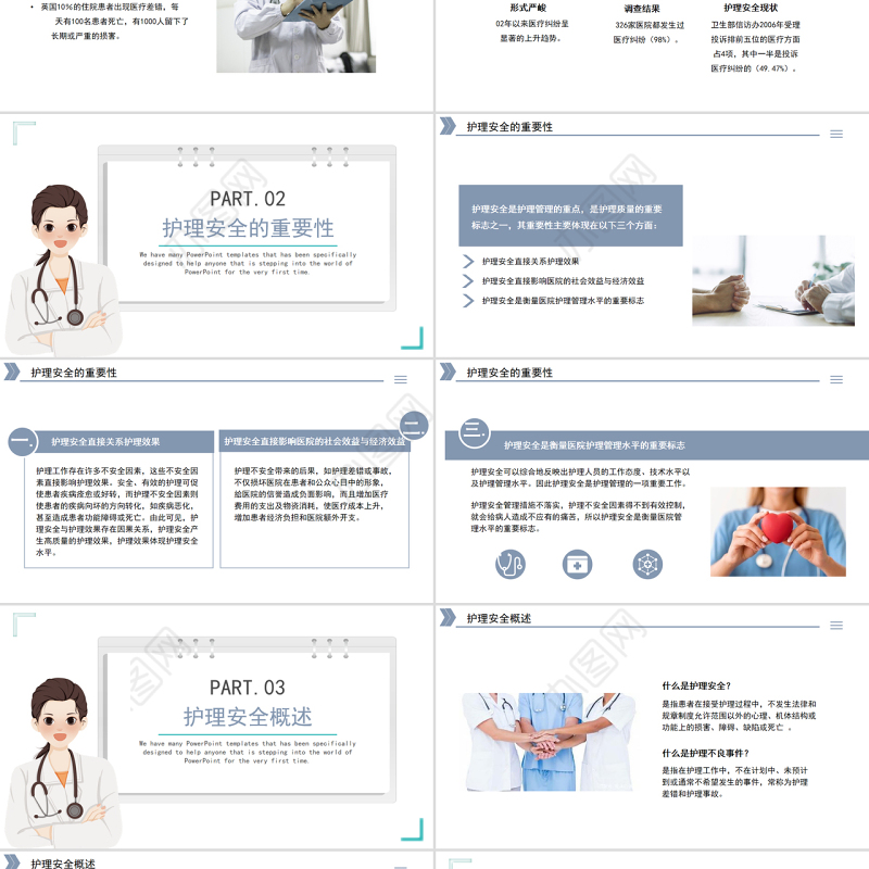 2022医疗护理专业安全教育培训PPT简约清新医疗护理培训通用PPT