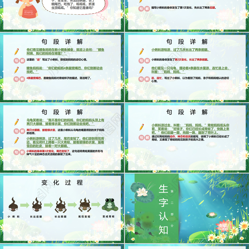 2022小蝌蚪找妈妈PPT卡通可爱课文第1课小学二年级语文上册人教版教学课件