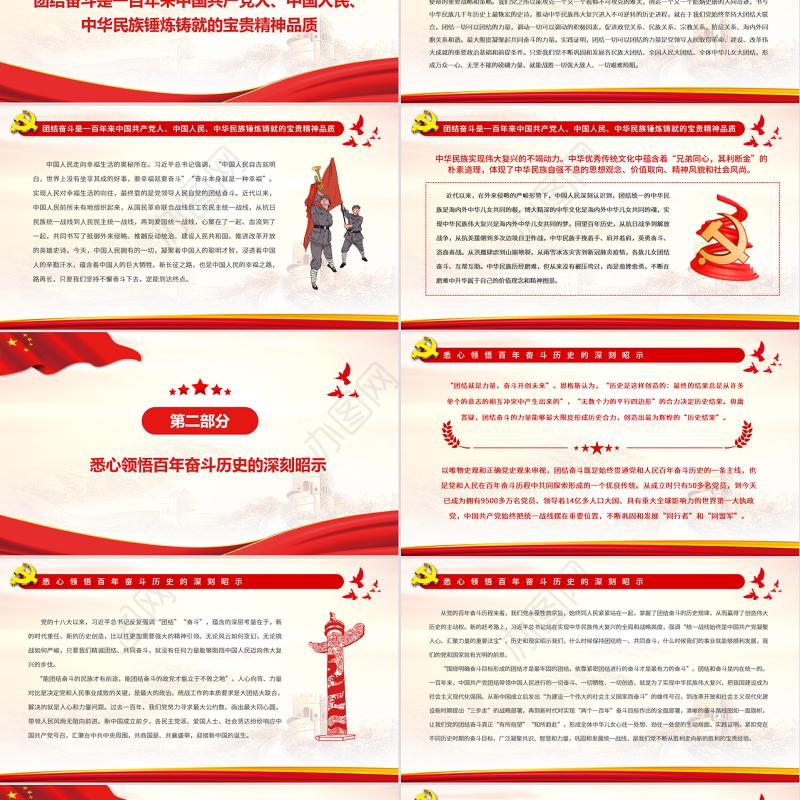 团结奋斗是中国共产党和中国人民最显著的精神标识PPT红色精品党员干部深入学习《决议》专题党课