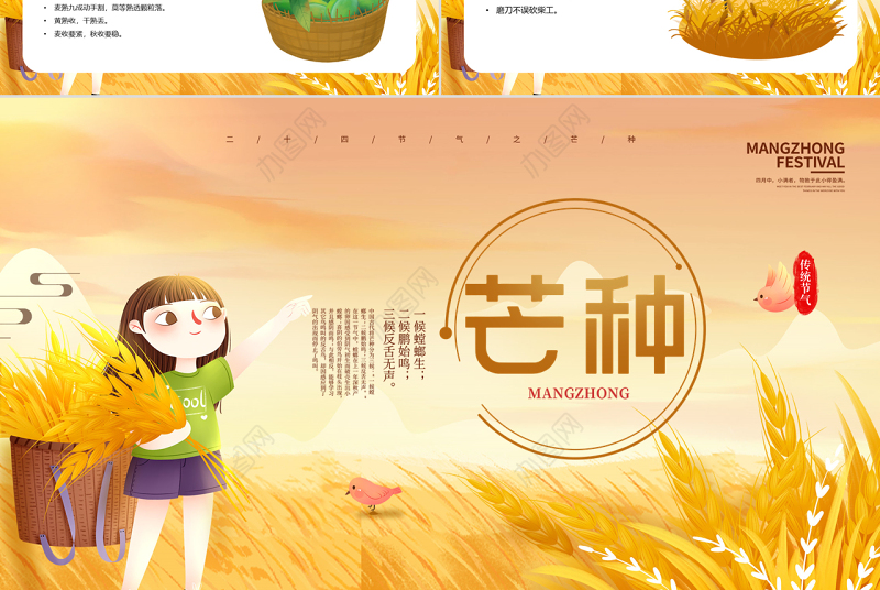 金黄简约传统节气芒种PPT课件
