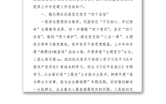 区经信商务局党支部2022年上半年党建工作总结基层党委党支部年中工作总结工作情况汇报专题党课