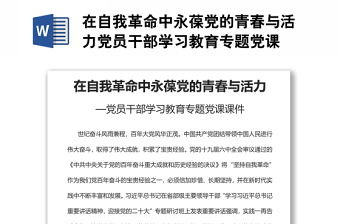 在自我革命中永葆党的青春与活力党员干部学习教育专题党课