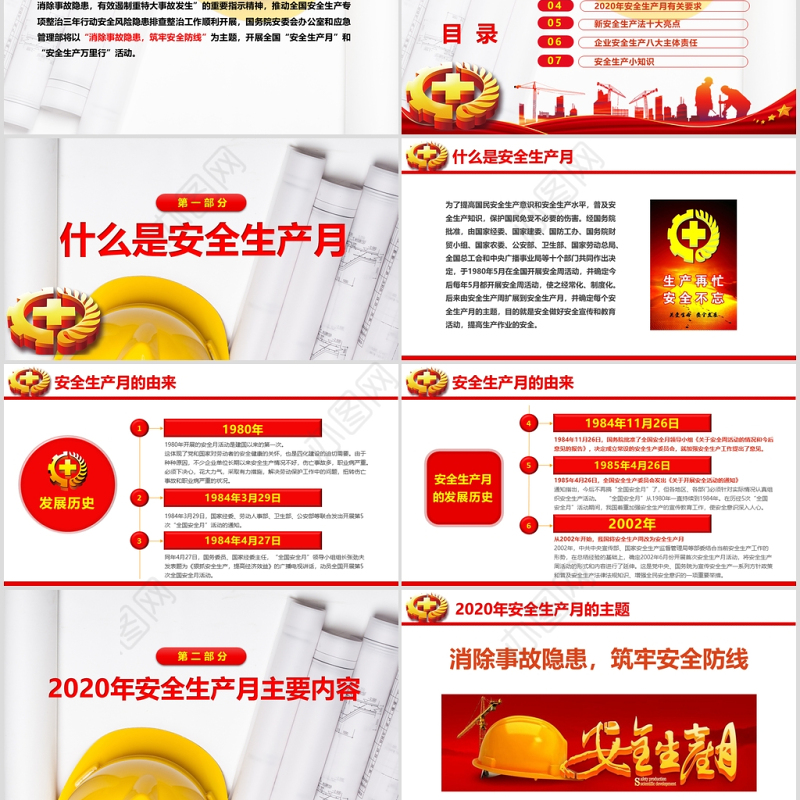 红色2020安全生产月活动宣传PPT